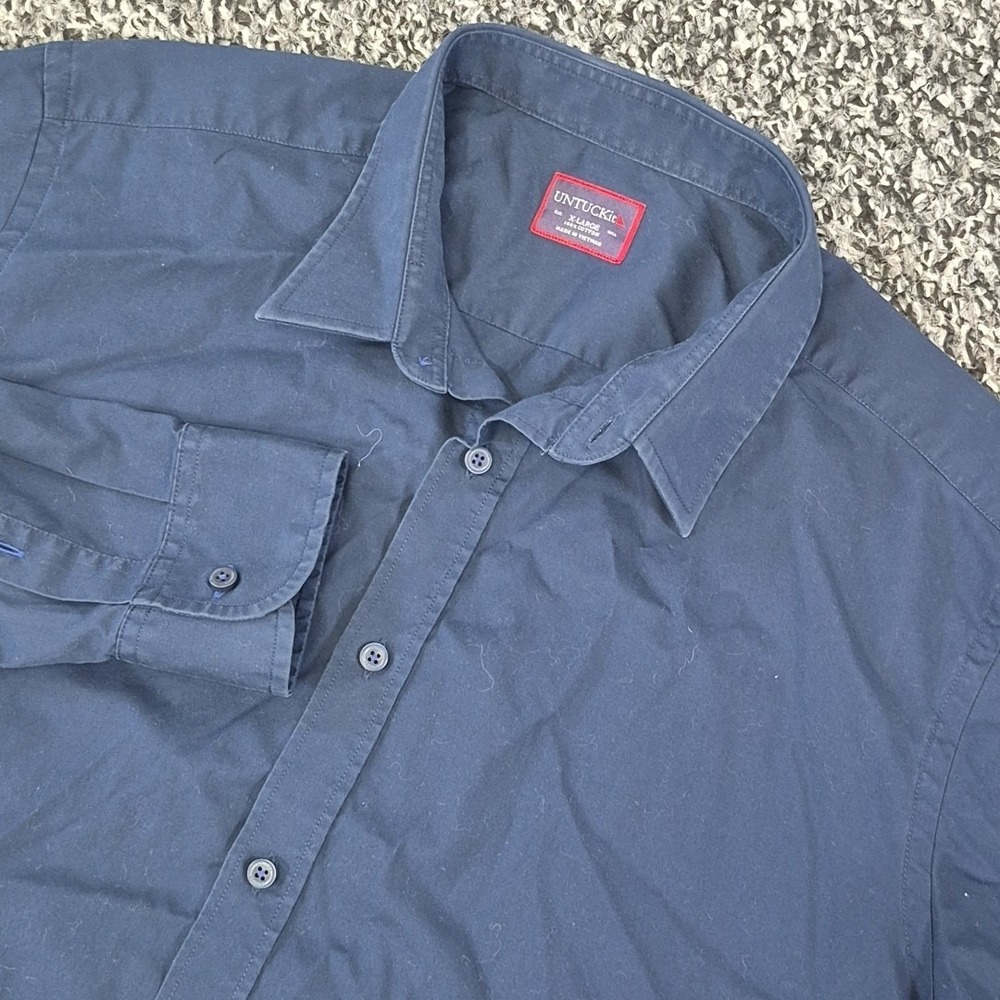 UNTUCKit Mens XL Blue Long Sleeve Button Up Dress Shirt Cotton